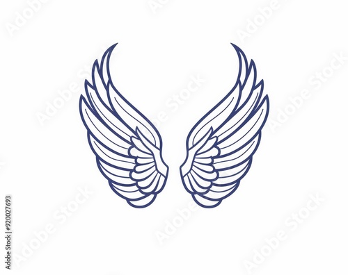 Drawing of one continuous line of a wing. Angle wing part single outline modern design. Editable stroke.