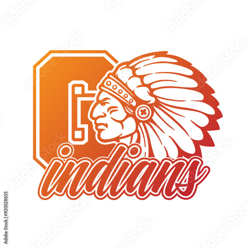 Go Indians Team Illustration Clip Art Design Shape. Mascot Silhouette Icon Vector.