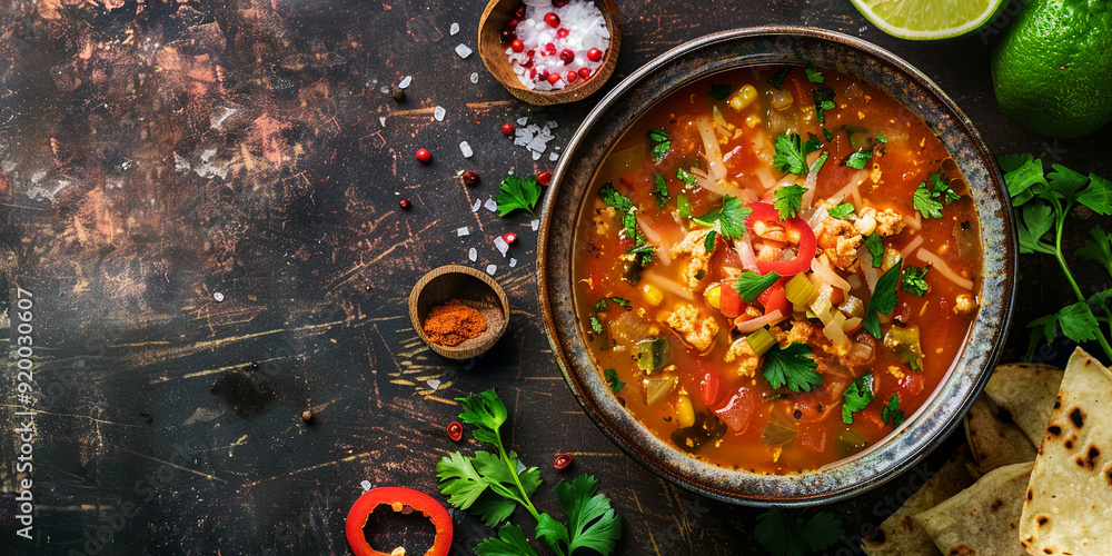 Tortilla Soup on the table Tortilla Soup on the table