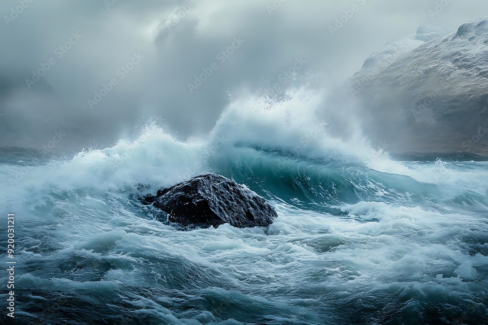 Ocean Waves Crashing on a Rock - A Photo Ocean Waves Crashing on a Rock - A Photo