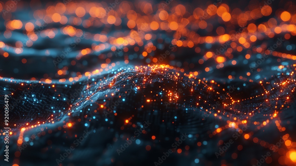 Flowing data streams forming a glowing grid Flowing data streams forming a glowing grid