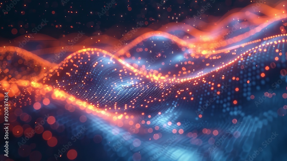 Flowing data streams forming a glowing grid Flowing data streams forming a glowing grid