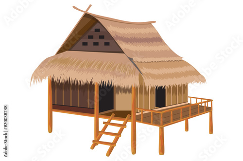 isolated straw hut on white background vector design