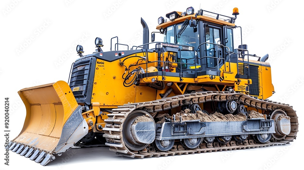 Compact track loader with rubber tracks, isolated on white, photo of loader isolated white background, compact machinery Compact track loader with rubber tracks, isolated on white, photo of loader isolated white background, compact machinery