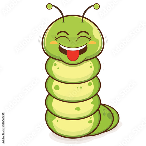 worm playful face cartoon cute