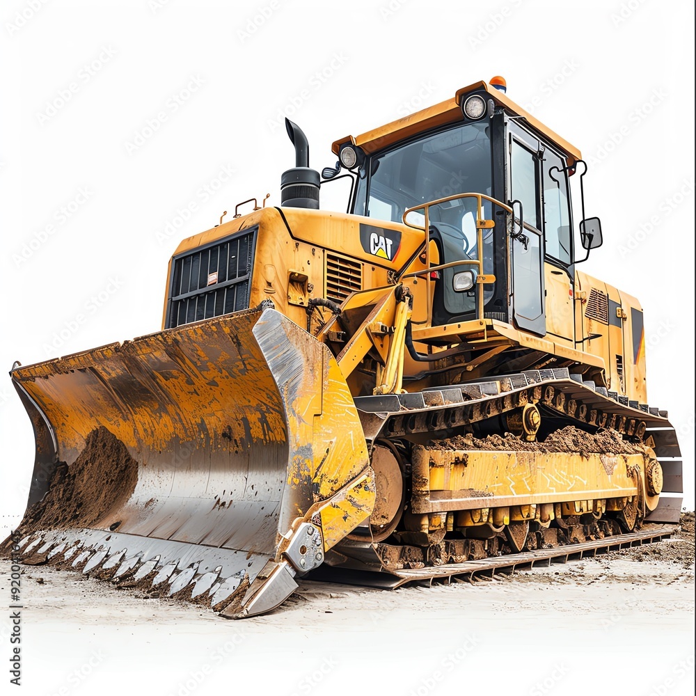 Heavyduty bulldozer with an angled blade, isolated on a white background, photo of bulldozer isolated white background, construction machinery Heavyduty bulldozer with an angled blade, isolated on a white background, photo of bulldozer isolated white background, construction machinery