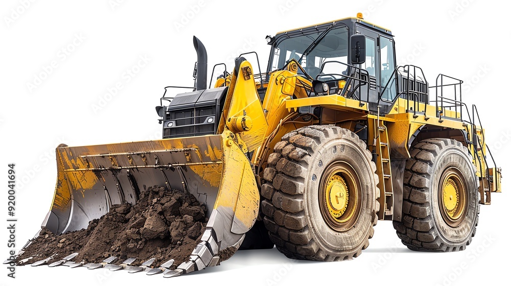 Heavyduty crawler loader with a reinforced bucket, isolated on a white background, photo of crawler loader isolated white background, heavyduty equipment Heavyduty crawler loader with a reinforced bucket, isolated on a white background, photo of crawler loader isolated white background, heavyduty equipment
