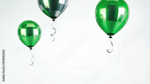 Green balloons against a white background animation