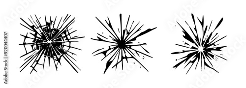Glass crack broken texture window. Ice glass cracked effect background bullet mirror transparent isolated illustration.
