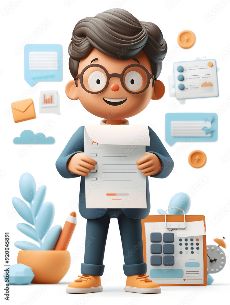 HR Manager with Resume and Recruitment Plan Concept in 3D Flat Icon HR Manager with Resume and Recruitment Plan Concept in 3D Flat Icon