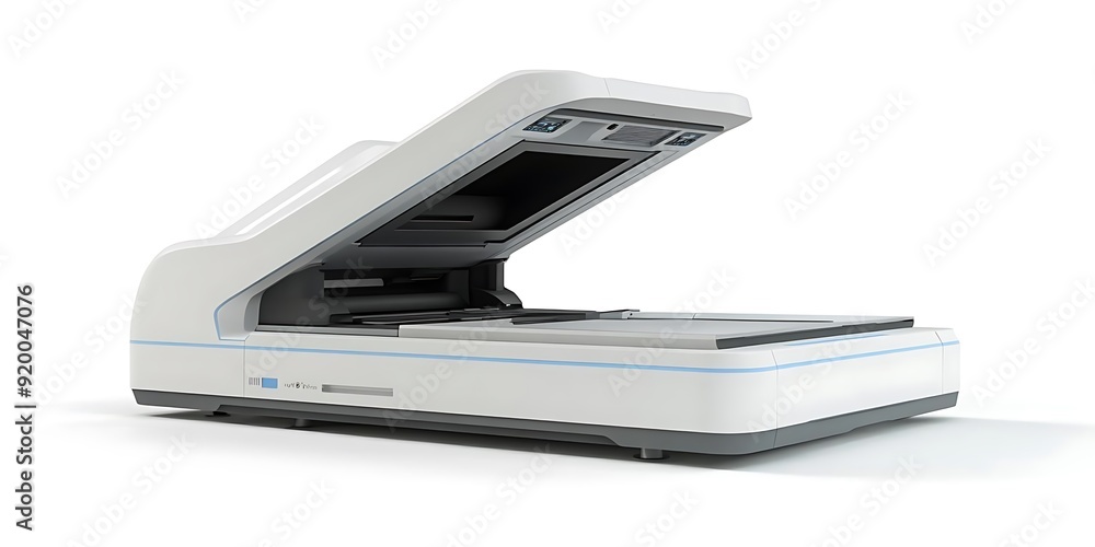 3D Rendering of a White Scanner with Open Lid 3D Rendering of a White Scanner with Open Lid