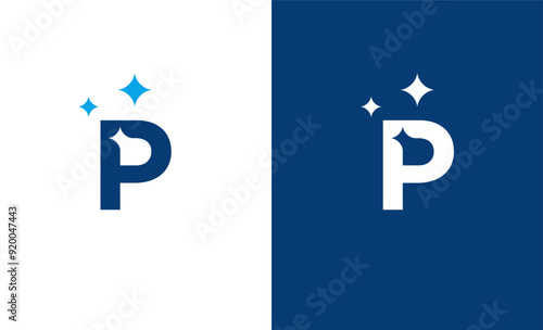 Letter P star or P cleaning or P shining logo concept vector icon