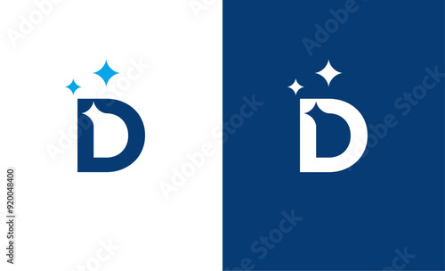 Letter D star or D cleaning or D shining logo concept vector icon