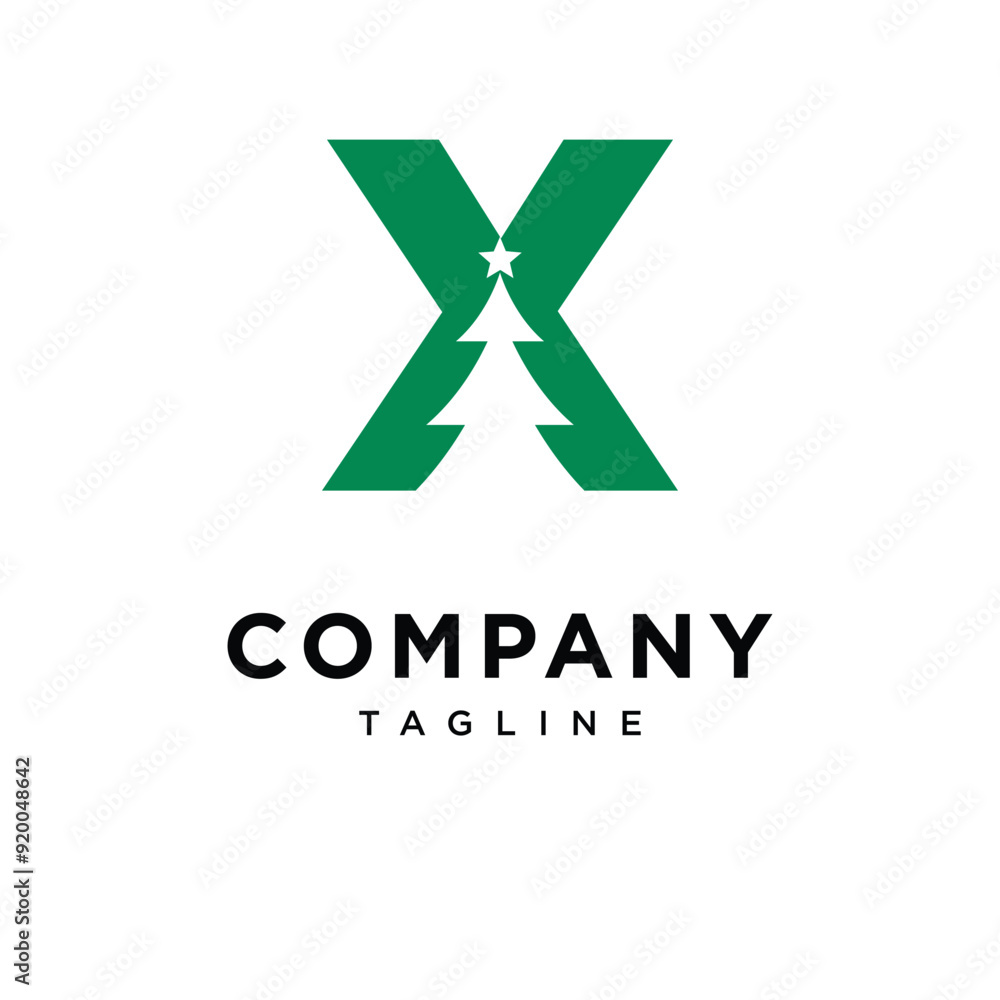 Letter X Christmas tree Logo Icon Vector Letter X Christmas tree Logo Icon Vector