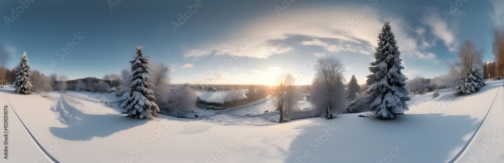 360 degree snowy weather during winter Christmas. HDRI spherical panorama. 360 degree snowy weather during winter Christmas. HDRI spherical panorama.