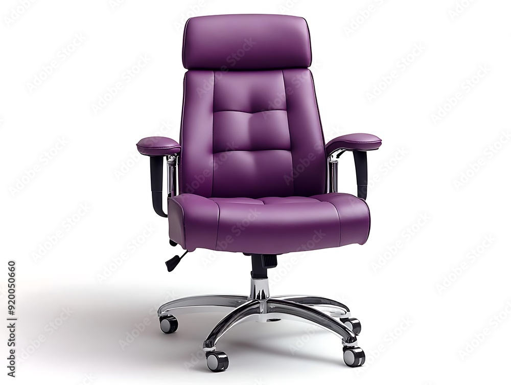 Purple Leather Office Chair with Chrome Base - 3D Render Purple Leather Office Chair with Chrome Base - 3D Render