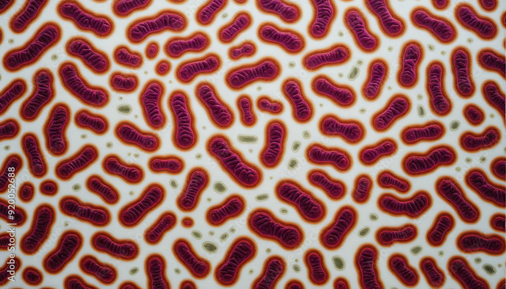 Illustrative color illustration of a microscopic close-up of a bacterial colony on an organic background Illustrative color illustration of a microscopic close-up of a bacterial colony on an organic background
