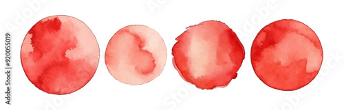Red watercolor circle stain paint brush. Grunge red watercolor texture blob label ink round vector background.
