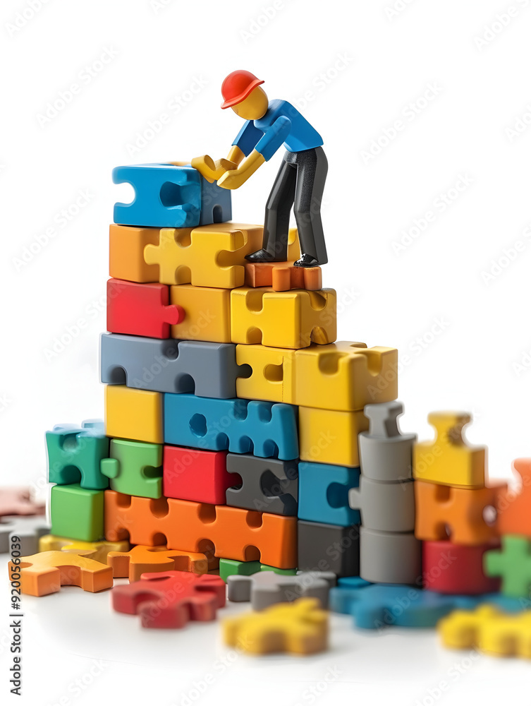 Strategist with Puzzle and Goal Graph 3D Icon on White Background Strategist with Puzzle and Goal Graph 3D Icon on White Background