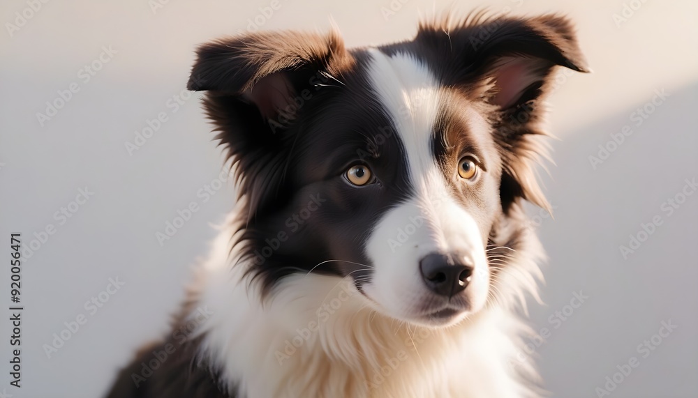 Border Collie Puppy Dog Studio Portrait, White Background Border Collie Puppy Dog Studio Portrait, White Background