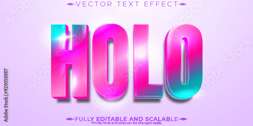 Holo editable text effect, editable holographic and futuristic text style