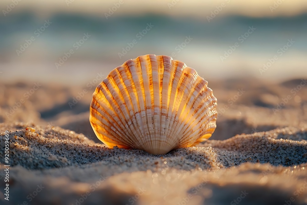 Seashell on the Beach at Sunset - A Beautiful Seashell Photo Seashell on the Beach at Sunset - A Beautiful Seashell Photo