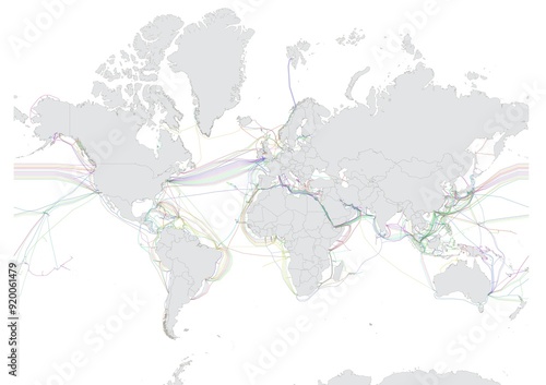 Obraz na płótnie Submarine Cable Map w salonie