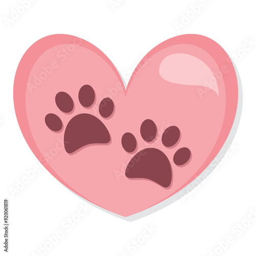 Animal lover paw print with heart illustration graphic icon