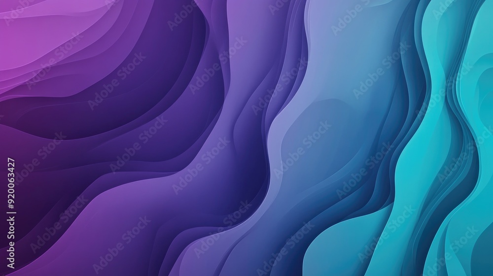 Fototapeta premium Gradient teal and purple background with abstract waves, suitable for modern and dynamic designs