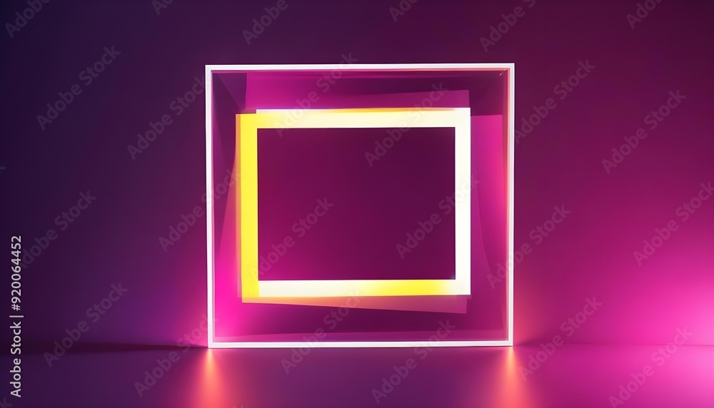A double white square frame placed within each other on a deep pink background, creating a layered effect. A double white square frame placed within each other on a deep pink background, creating a layered effect.