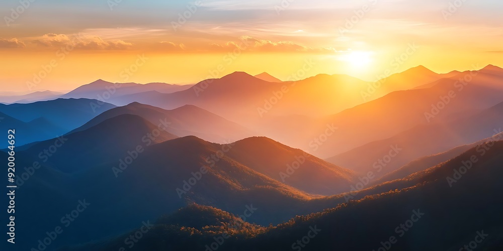 Golden Hour Mountain Range Landscape Photo Golden Hour Mountain Range Landscape Photo