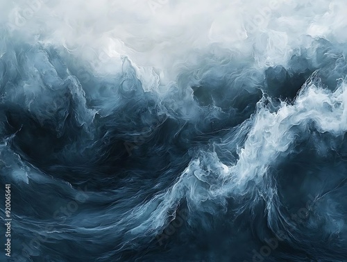 Abstract Blue and White Cloud Waves Illustration