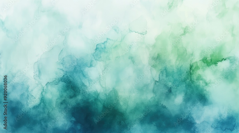 Soft watercolor wash background in shades of blue and green, creating a calm and artistic visual effect. Soft watercolor wash background in shades of blue and green, creating a calm and artistic visual effect.