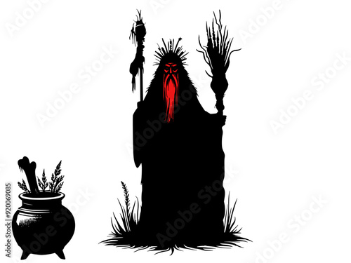 Silhouette of Male Wizard 