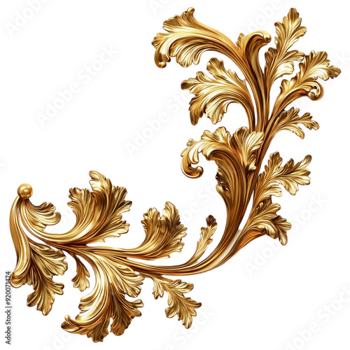 Ornate crescent moon adorned with golden and silver flowers, displayed on a transparent background.
 photo