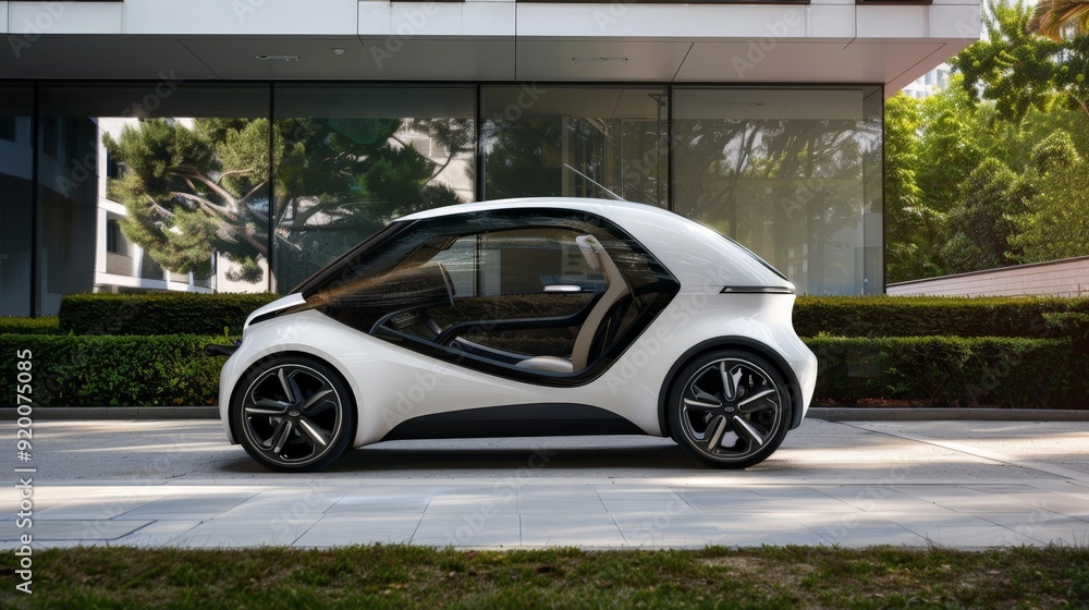 The side view of a compact city car, featuring a modern, space-efficient design perfect for urban driving. Its compact form is practical and stylish. The side view of a compact city car, featuring a modern, space-efficient design perfect for urban driving. Its compact form is practical and stylish.