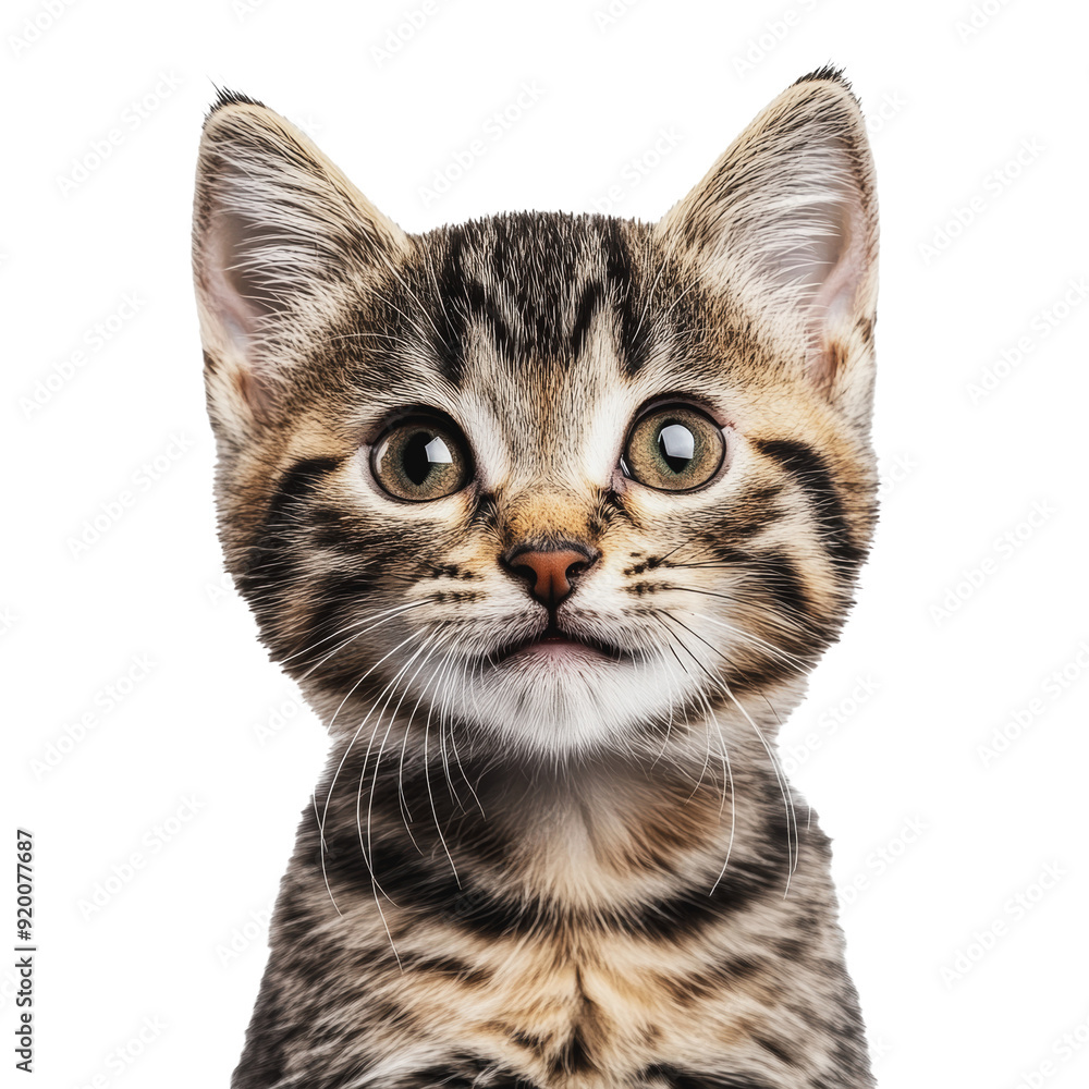 Fototapeta premium PNG Adorable tabby kitten on white backdrop