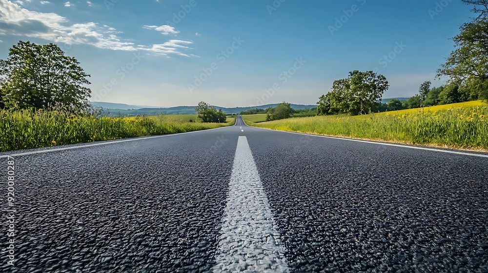 Asphalt Road Leading to the Horizon in Countryside - Photo Asphalt Road Leading to the Horizon in Countryside - Photo