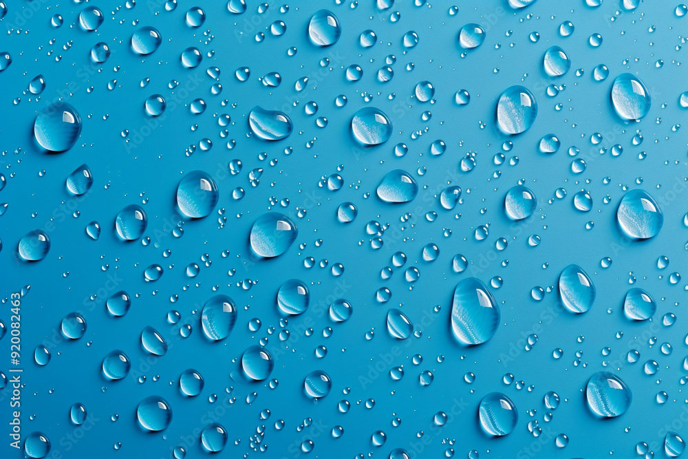 Water drops on blue background. Rain drops on glossy window glass. Water drops on blue background. Rain drops on glossy window glass.