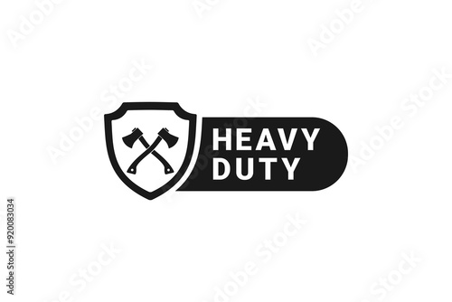 Axe product label for heavy duty performance label vector isolated. Best axe label for product packaging design and more.