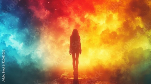 Wallpaper Mural スモークと女性の後ろ姿,Generative AI AI画像 Torontodigital.ca