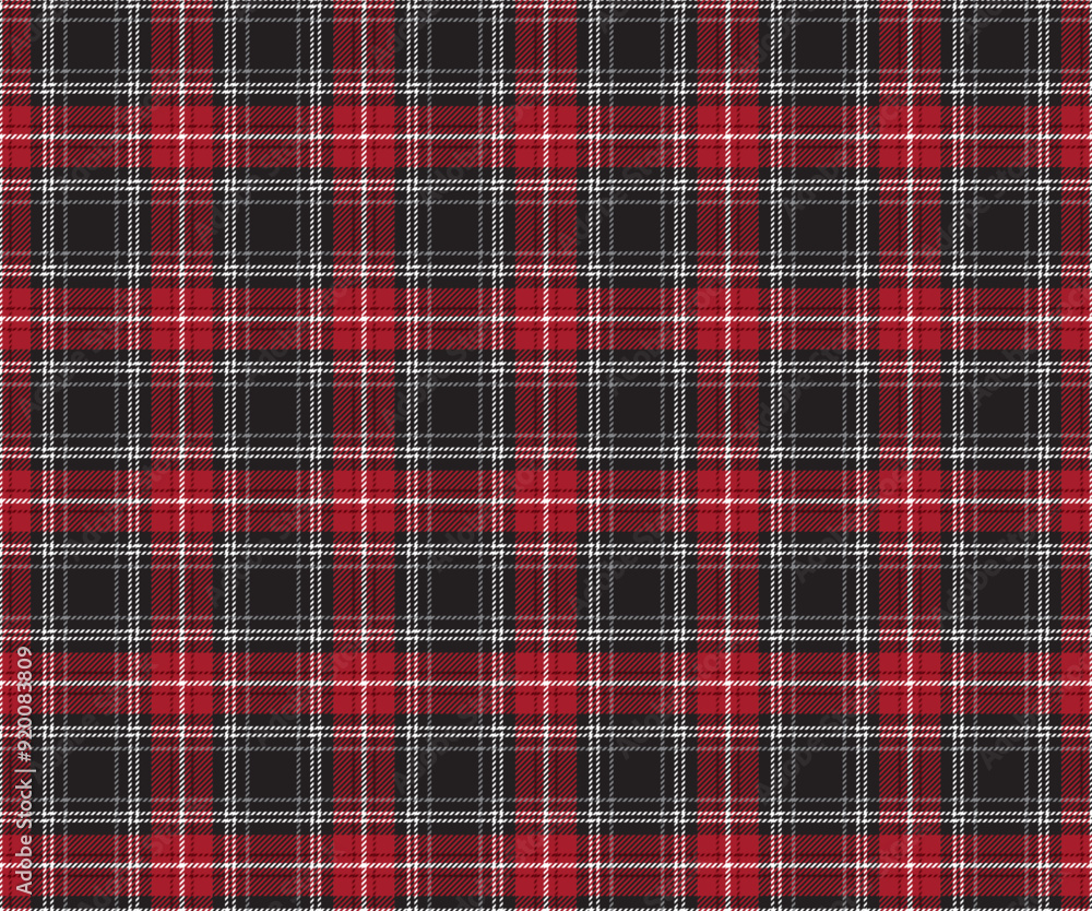 Plaid pattern, black, red, white, seamless for textiles and design clothing, skirts, pants, aprons, tablecloths, blankets or decorative fabrics. Vector illustration. Plaid pattern, black, red, white, seamless for textiles and design clothing, skirts, pants, aprons, tablecloths, blankets or decorative fabrics. Vector illustration.