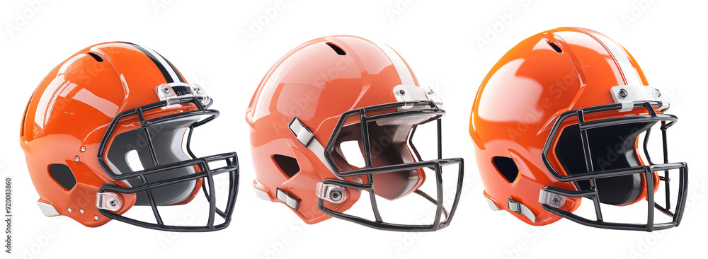 Sports Helmets Isolated on Transparent Background in Orange Shades Sports Helmets Isolated on Transparent Background in Orange Shades