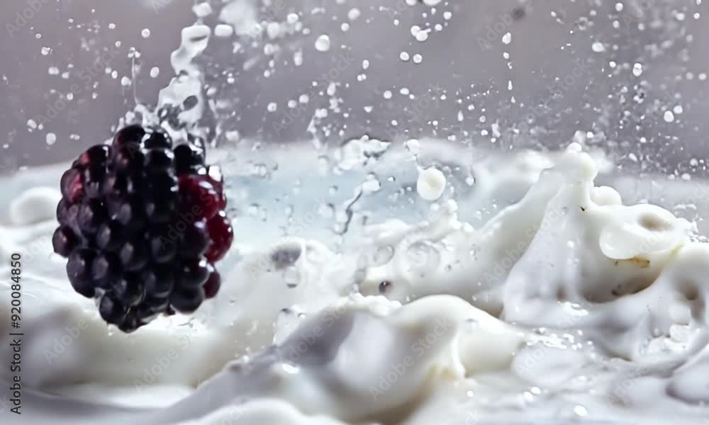 fresh blackberry splashing milk fresh blackberry splashing milk