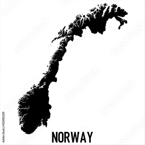 Norway Map - black World Map International vector template with High detailed isolated on white background - Vector