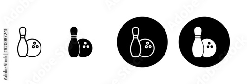 Bowling game Pin Icon vector isolated on white background. Bowling icon, ball and pin