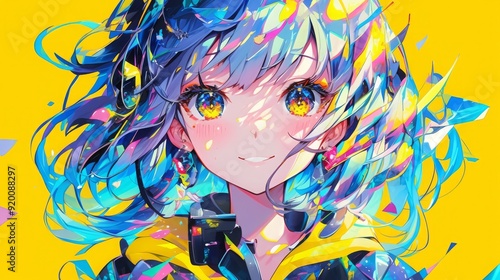 かわいい女の子の顔クローズアップイラスト,Generative AI AI画像