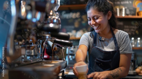 Barista Making Espresso in Coffee Shop