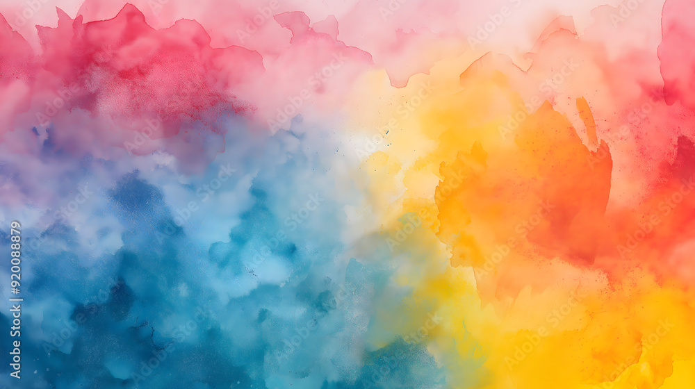 Vibrant watercolor painting with a blend of pink, yellow, and blue hues. Vibrant watercolor painting with a blend of pink, yellow, and blue hues.