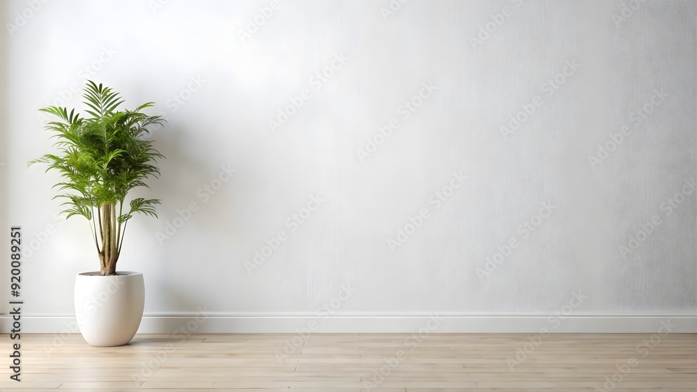 Fototapeta premium Background with white walls and plant